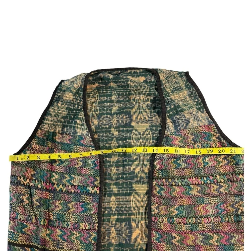 Handmade Multicolor‎ Embroidered Woven Boho Eclectic Vintage Vest Size Medium *